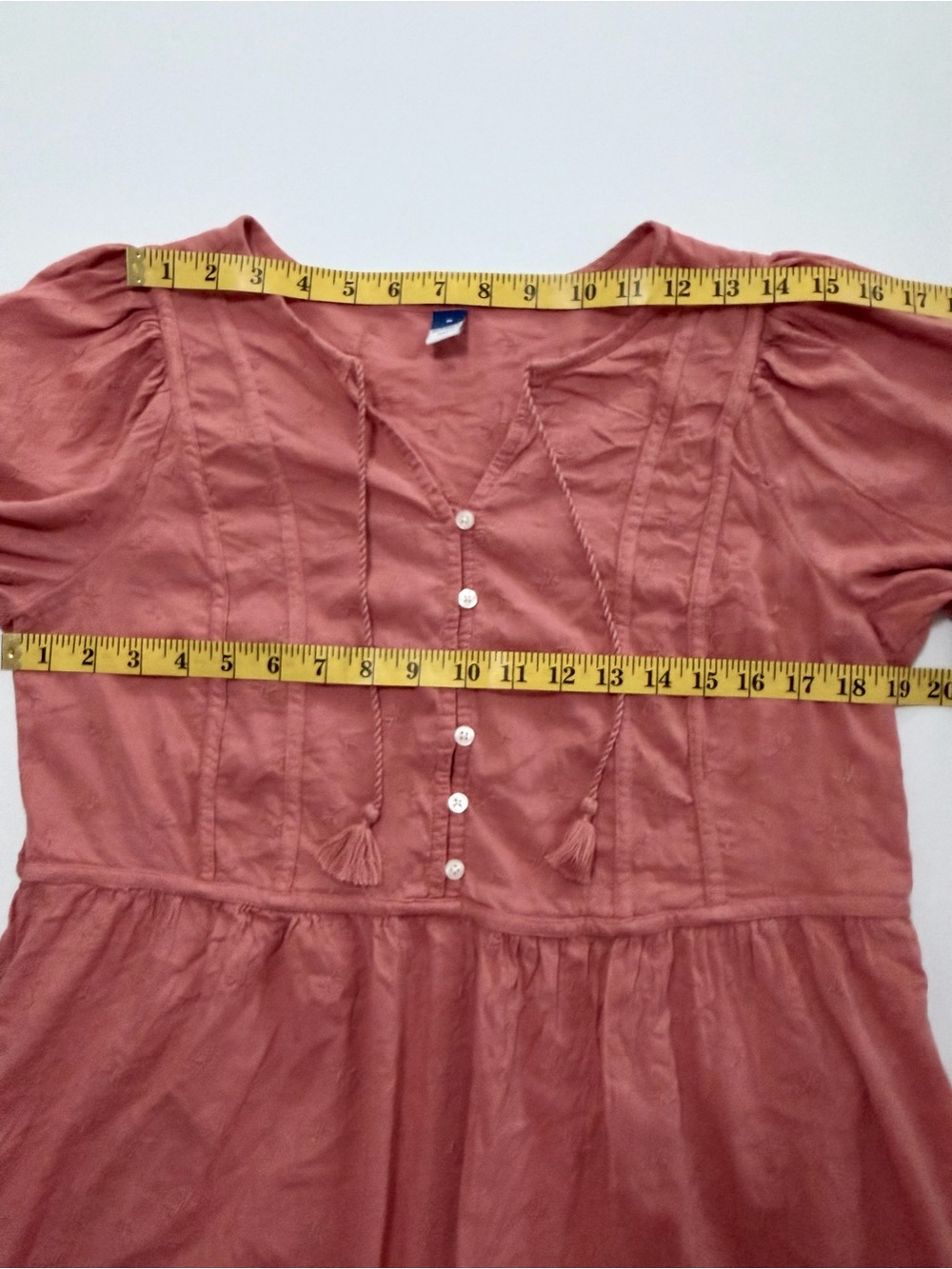 Old Navy Terra Cotta Midi Dress Size Medium Tie-Neck Tiered Floral Prairie Boho - Picture 13 of 15